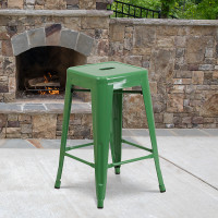 Flash Furniture CH-31320-24-GN-GG Backless Metal Barstool in Green